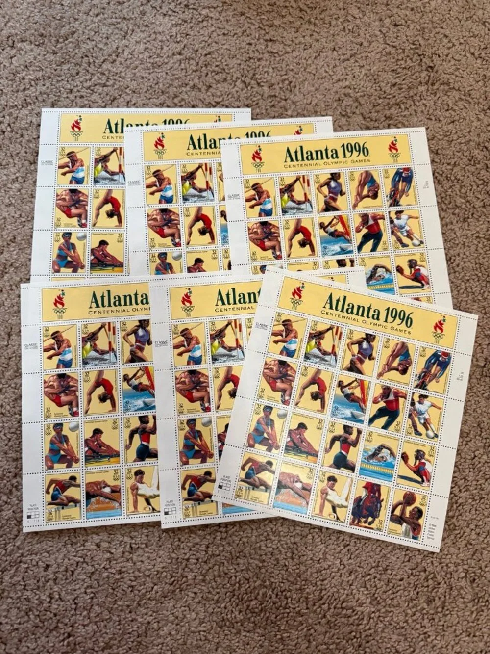120 authentic Atlanta 1996 centennial Olympia games stamps